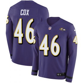 Wholesale Cheap Nike Ravens #46 Morgan Cox Purple Team Color Men\'s Stitched NFL Limited Therma Long Sleeve Jersey