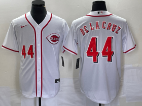 Wholesale Cheap Men\'s Cincinnati Reds #44 Elly De La Cruz Number White Cool Base Stitched Baseball Jersey1
