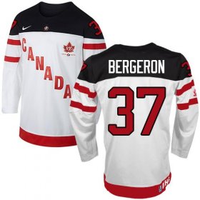 Wholesale Cheap Olympic CA. #37 Patrice Bergeron White 100th Anniversary Stitched NHL Jersey