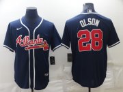 Wholesale Cheap Men's Atlanta Braves #28 Matt Olson Navy Blue Stitched MLB Cool Base Nike Jersey