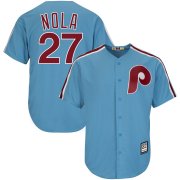 Wholesale Cheap Philadelphia Phillies #27 Aaron Nola Majestic Alternate Official Cool Base Cooperstown Stitched MLB Jersey Light Blue