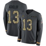 Wholesale Cheap Nike Eagles #13 Nelson Agholor Anthracite Salute to Service Men's Stitched NFL Limited Therma Long Sleeve Jersey
