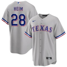 Cheap Men\'s Texas Rangers #28 Jonah Heim Gray Cool Base Stitched Baseball Jersey