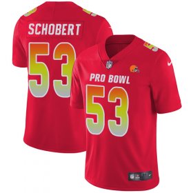 Wholesale Cheap Nike Browns #53 Joe Schobert Red Men\'s Stitched NFL Limited AFC 2018 Pro Bowl Jersey