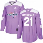Wholesale Cheap Men's Washington Capitals #21 Garnet Hathaway Adidas Authentic Fights Cancer Practice Jersey - Purple