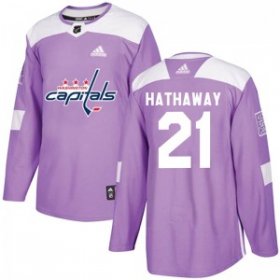 Wholesale Cheap Men\'s Washington Capitals #21 Garnet Hathaway Adidas Authentic Fights Cancer Practice Jersey - Purple