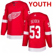 Youth Detroit Red Wings #53 Moritz Seider Red Home Hockey Stitched NHL Jersey