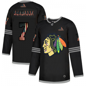 Wholesale Cheap Chicago Blackhawks #7 Brent Seabrook Adidas Men\'s Black USA Flag Limited NHL Jersey