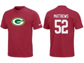 Wholesale Cheap Nike Green Bay Packers #52 Clay Matthews Name & Number NFL T-Shirt Red