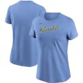 Wholesale Cheap Milwaukee Brewers Nike Women's Cooperstown Collection Wordmark T-Shirt Powder Blue