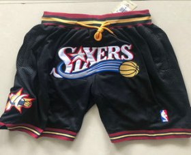 Wholesale Cheap Men\'s Philadelphia 76ers 1999-00 Black Just Don Shorts Swingman Shorts