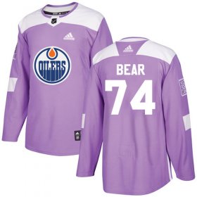 Wholesale Cheap Adidas Oilers #74 Ethan Bear Purple Authentic Fights Cancer Stitched NHL Jersey