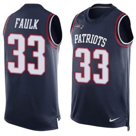 Wholesale Cheap Nike Patriots #33 Kevin Faulk Navy Blue Team Color Men\'s Stitched NFL Limited Tank Top Jersey