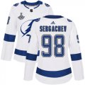 Cheap Adidas Lightning #98 Mikhail Sergachev White Road Authentic Women's 2020 Stanley Cup Champions Stitched NHL Jersey