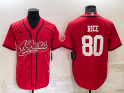 Wholesale Men's San Francisco 49ers #80 Jerry Rice Red Stitched Cool Base Nike Baseball Jersey