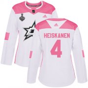 Cheap Adidas Stars #4 Miro Heiskanen White/Pink Authentic Fashion Women's 2020 Stanley Cup Final Stitched NHL Jersey