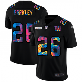 Cheap New York Giants #26 Saquon Barkley Men\'s Nike Multi-Color Black 2020 NFL Crucial Catch Vapor Untouchable Limited Jersey
