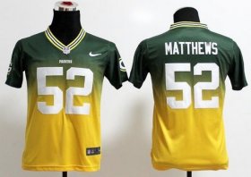Wholesale Cheap Nike Packers #52 Clay Matthews Green/Gold Youth Stitched NFL Elite Fadeaway Fashion Jersey