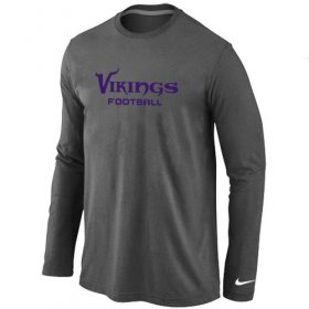 Wholesale Cheap Nike Minnesota Vikings Authentic Font Long Sleeve T-Shirt Dark Grey