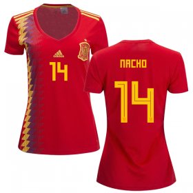 Wholesale Cheap Women\'s Spain #14 Nacho Red Home Soccer Country Jersey