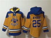 Cheap Men's St. Louis Blues #25 Jordan Kyrou Yellow Ageless Must-Have Lace-Up Pullover Hoodie
