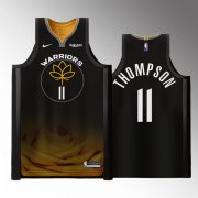 Wholesale Cheap Men's Golden State Warriors #11 Klay Thompson Black 2022-23 City edition Stitched Basketball Jersey