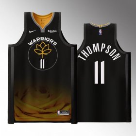 Wholesale Cheap Men\'s Golden State Warriors #11 Klay Thompson Black 2022-23 City edition Stitched Basketball Jersey