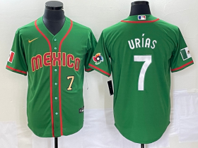 Wholesale Cheap Men\'s Mexico Baseball #7 Julio Urias Number 2023 Green World Classic Stitched Jersey2