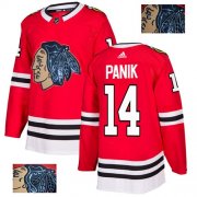 Wholesale Cheap Adidas Blackhawks #14 Richard Panik Red Home Authentic Fashion Gold Stitched NHL Jersey