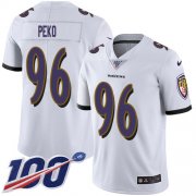 Wholesale Cheap Nike Ravens #96 Domata Peko Sr White Youth Stitched NFL 100th Season Vapor Untouchable Limited Jersey