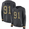 Wholesale Cheap Nike Bills #91 Ed Oliver Anthracite Salute to Service Women's Stitched NFL Limited Therma Long Sleeve Jersey