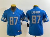 Cheap Women's Detroit Lions #87 Sam LaPorta Blue Vapor Limited Stitched Football Jersey(Run Smaller)