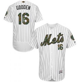 Wholesale Cheap Mets #16 Dwight Gooden White(Blue Strip) Flexbase Authentic Collection Memorial Day Stitched MLB Jersey