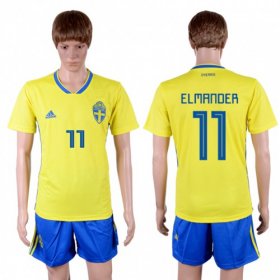 Wholesale Cheap Sweden #11 Elmander Home Soccer Country Jersey