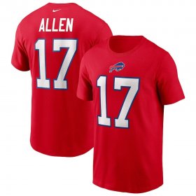 Wholesale Cheap Buffalo Bills #17 Josh Allen Nike Team Player Name & Number T-Shirt Red