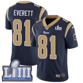 Wholesale Cheap Nike Rams #81 Gerald Everett Navy Blue Team Color Super Bowl LIII Bound Youth Stitched NFL Vapor Untouchable Limited Jersey