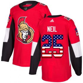 Wholesale Cheap Adidas Senators #25 Chris Neil Red Home Authentic USA Flag Stitched Youth NHL Jersey