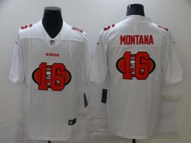 Wholesale Cheap Men\'s San Francisco 49ers #16 Joe Montana White 2020 Shadow Logo Vapor Untouchable Stitched NFL Nike Limited Jersey