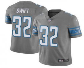 Wholesale Cheap Men\'s Detroit Lions #32 DAndre Swift 2021 Gray Vapor Untouchable Limited Stitched Jersey