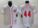 Wholesale Cheap Men's Cincinnati Reds #44 Elly De La Cruz White Cool Base Stitched Baseball Jersey