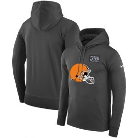 Wholesale Cheap NFL Men\'s Cleveland Browns Nike Anthracite Crucial Catch Performance Pullover Hoodie