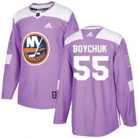 Wholesale Cheap Adidas Islanders #55 Johnny Boychuk Purple Authentic Fights Cancer Stitched Youth NHL Jersey