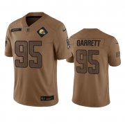 Wholesale Cheap Men's Cleveland Browns #95 Myles Garrett 2023 Brown Salute To Service Limited Football Stitched Jersey