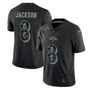 Wholesale Cheap Men's Baltimore Ravens #8 Lamar Jackson Black Reflective Limited Stitched Football Jersey