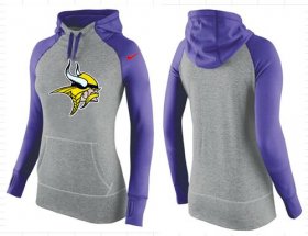 Wholesale Cheap Women\'s Nike Minnesota Vikings Performance Hoodie Grey & Purple_2