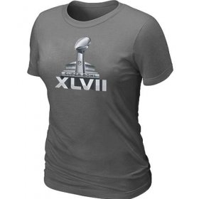 Wholesale Cheap Women\'s NFL Super Bowl XLVII Logo T-Shirt Dark Grey