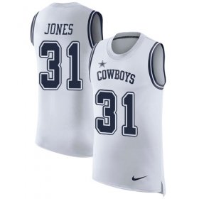 Wholesale Cheap Nike Cowboys #31 Byron Jones White Men\'s Stitched NFL Limited Rush Tank Top Jersey