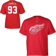 Wholesale Cheap Detroit Red Wings #93 Johan Franzen Reebok Name and Number Player T-Shirt Red