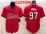 Wholesale Cheap Men's San Francisco 49ers Custom New Red With Patch Cool Base Stitched Baseball Jersey
