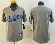 Cheap Youth Los Angeles Dodgers Blank Gray Cool Base Jersey